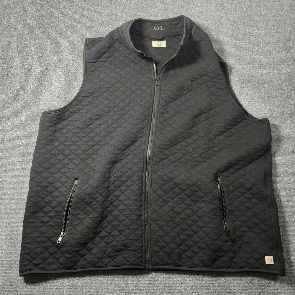 Marine Layer Quilted Black Vest XX-Large Full Zip Zipped Pockets Men's Fishing